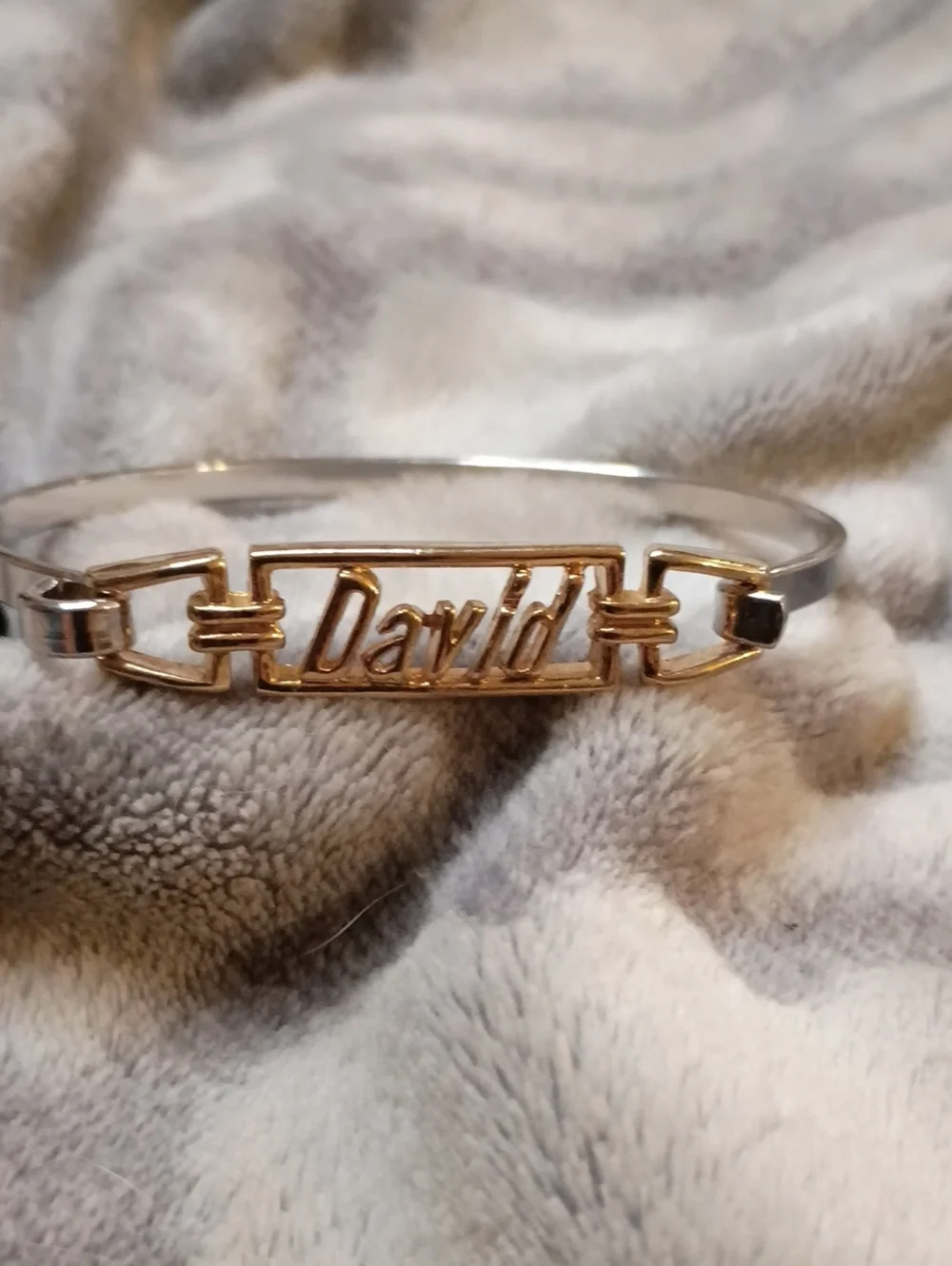 Personalized 'David' Two-Tone Name Cuff Bracelet - Men Accessories Jewelry